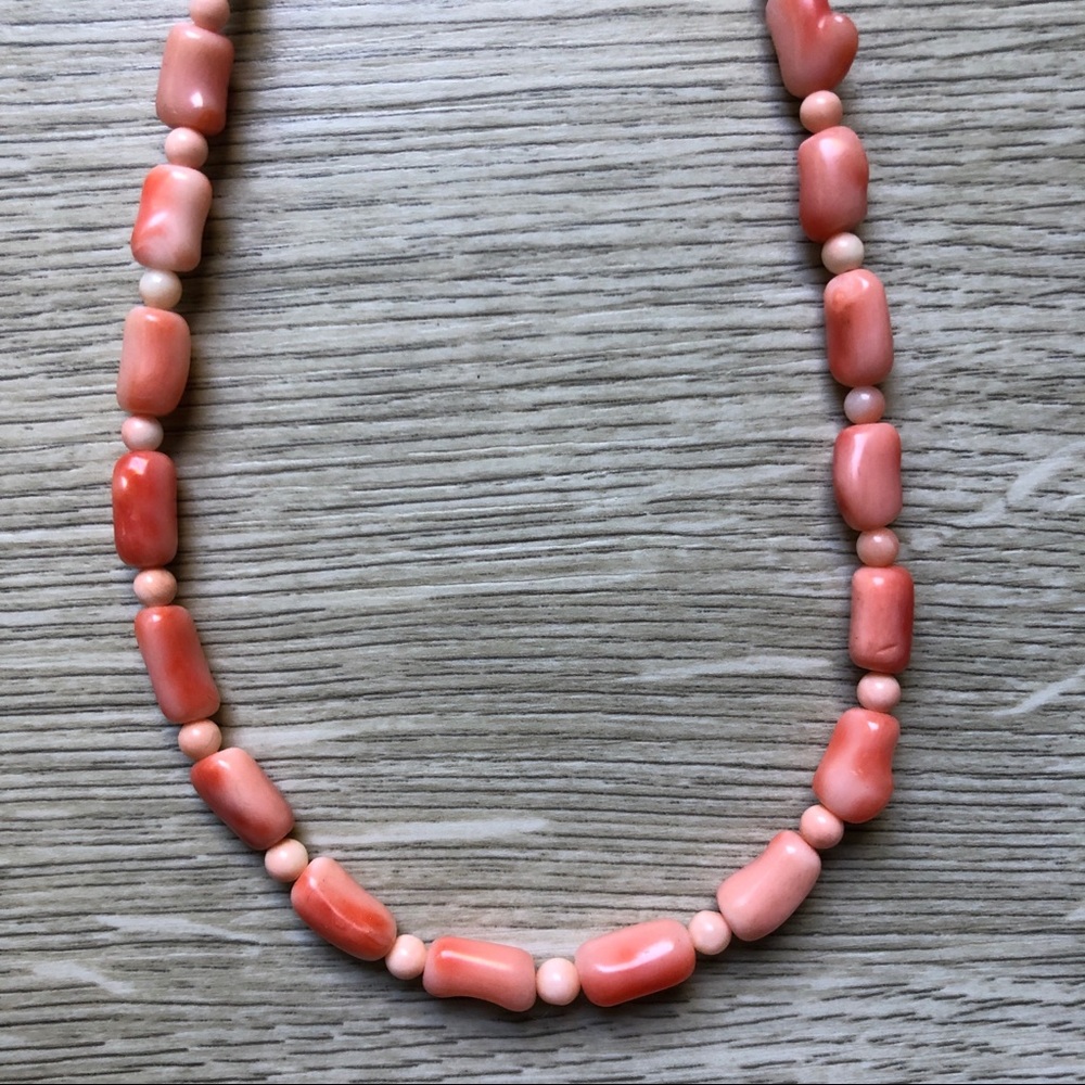 Gorgeous Vintage Angel Skin Coral Beaded Necklace Natural Rare Unique - Picture 4 of 13